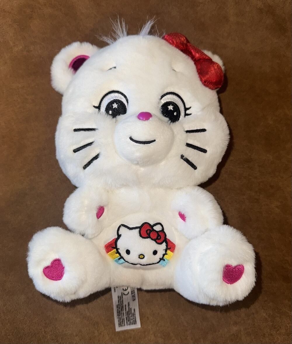 Sanrio x Care Bears Hello Kitty Loves Cheer Bear 10" Special Edition White Plush